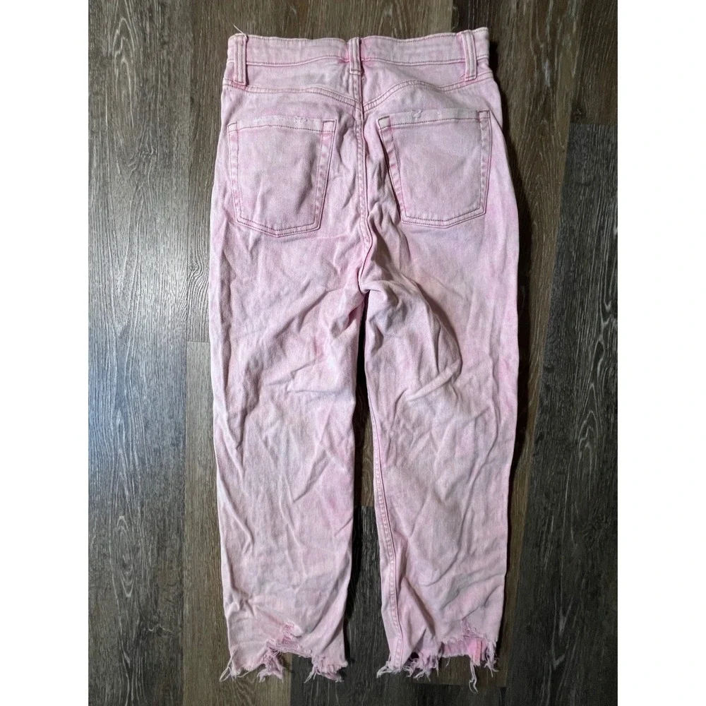 Wild‎ Fable Straight Leg Jeans Womens 4 Pink Good Distressed High Rise Acid Wash